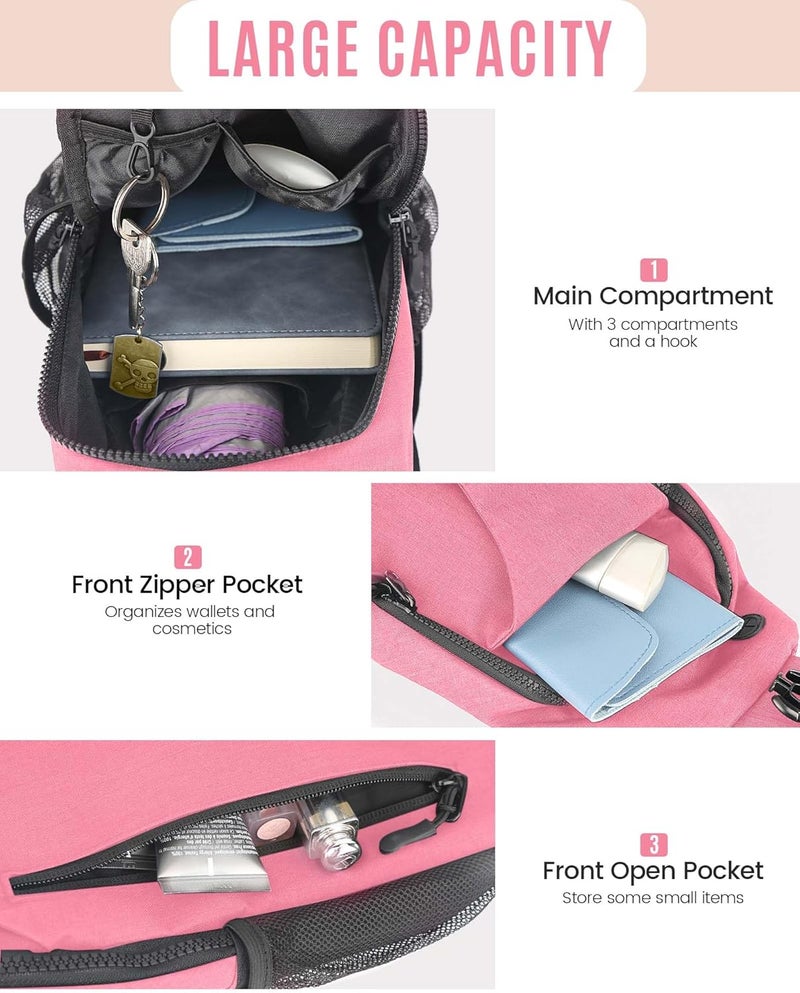 HSEEC Crossbody Sling Bag for Women & Men, Waterproof Sling Backpack, Lightweight Shoulder Chest Bag for Hiking, Travel - Image 4